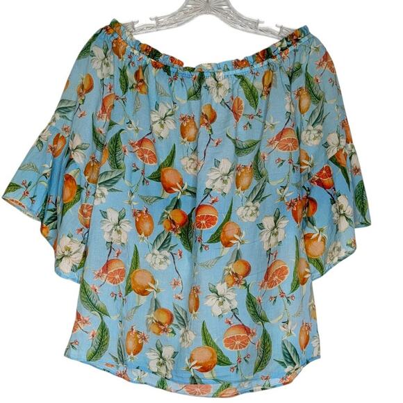 Hale Bob off-the shoulder cotton voile Orchid Top, estimate size Large - Picture 2 of 8